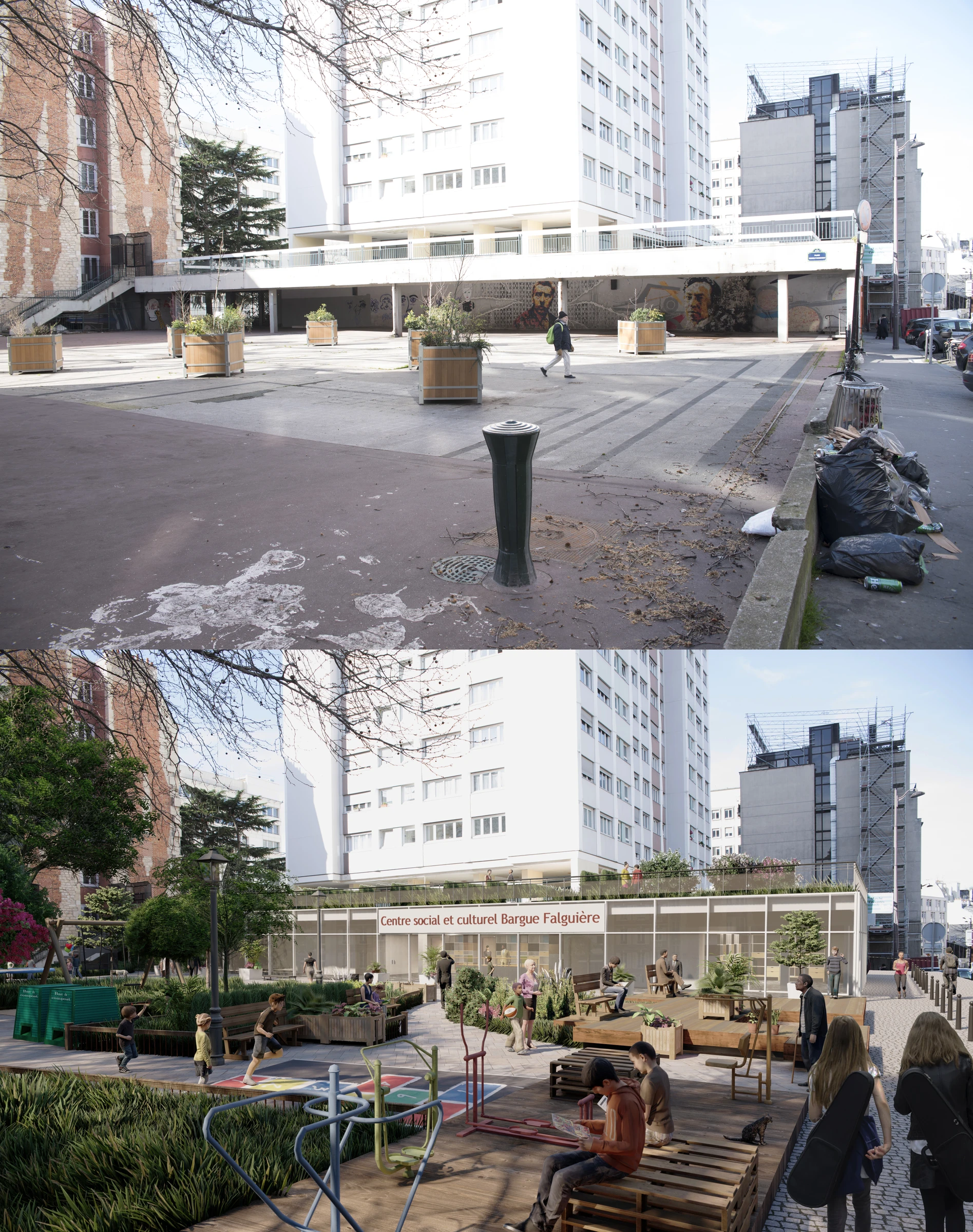 Place Kandinsky — urban photomontage Paris 15th district