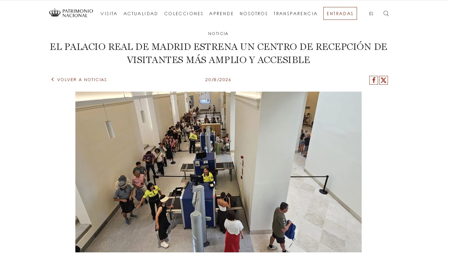 Press report — The Royal Palace of Madrid opens its new Visitor Reception Center